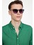 Slim Fit Uzun Kol Biyeli Yaka Düğmeli Keten Erkek Yeşil Gömlek 3