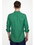 Slim Fit Uzun Kol Biyeli Yaka Düğmeli Keten Erkek Yeşil Gömlek 4
