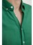 Slim Fit Uzun Kol Biyeli Yaka Düğmeli Keten Erkek Yeşil Gömlek 5