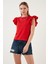 Pamuklu Kolları Fırfırlı Slim Fit Bisiklet Yaka T Shirt Bayan T Shirt 5864500 4