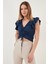 Büzgü Detaylı Kolları Fırfırlı Dar Kesim Crop Bluz Bayan Bluz 5865015 5