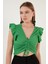 Büzgü Detaylı Kolları Fırfırlı Dar Kesim Crop Bluz Bayan Bluz 5865015 3