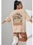 Büyük Beden Sırt Baskılı Pamuk Oversize Kadın T-Shirt 1