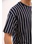 Erkek Tişört-Shirt Çizgili Desen Bol Kalıp Tshirt 4