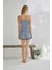 23045 Kadın Çizgili Ip Askılı Şortlu Viskon Pijama Takımı 5