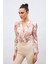 Kruvaze Desenli Bodysuit - Kahve 3