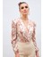 Kruvaze Desenli Bodysuit - Kahve 4