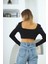 Trendy Sen Moon Skinny Kadın Crop Top Siyah 3