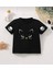 Kids Face Bisiklet Yaka Sevimli Kedicik Baskılı Pamuk Oversize Kız Çocuk T-Shirt 1