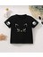 Bisiklet Yaka Sevimli Kedicik Baskılı Pamuk Oversize Kız Çocuk T-Shirt 1