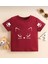 Bisiklet Yaka Kedicik Pati Baskılı Pamuk Oversize Kız Çocuk T-Shirt 1