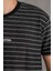 Reguler Fit Bisiklet Yaka Likralı Çizgili Erkek Yazlık T-Shirt 5