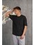 Oversize Bisiklet Yaka Likralı Erkek Yazlık T-Shirt 1