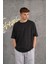 Oversize Bisiklet Yaka Likralı Erkek Yazlık T-Shirt 3