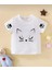 Bisiklet Yaka Kedicik Pati Baskılı Oversize Kız Çocuk T-Shirt 1