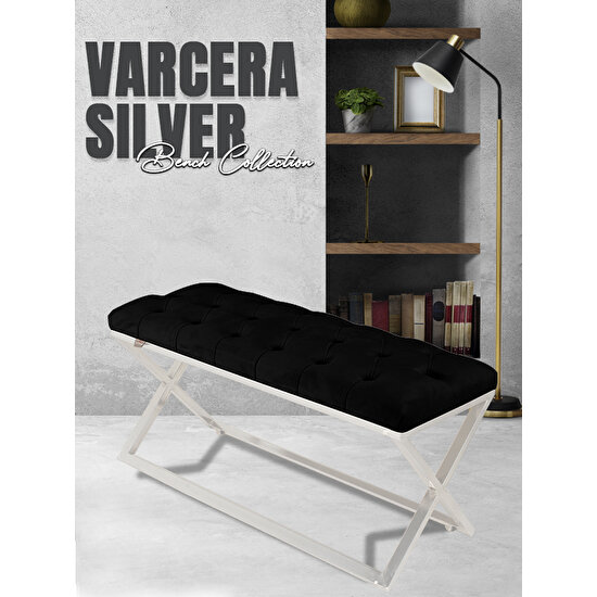 Gazzini Furniture Varcera Silver -Kapitoneli Chester Model Puf & Bench & Koltuk & Oturma Bankı & Yatak Odası Önü