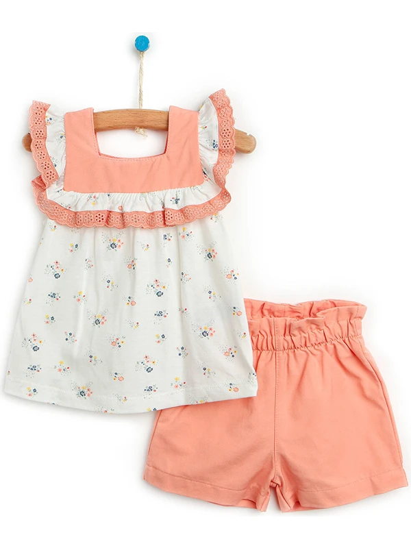 Hello Baby Hellobaby Basic Fırfırlı Çiçek Desenli Bluz-Şort Takım Erkek Bebek