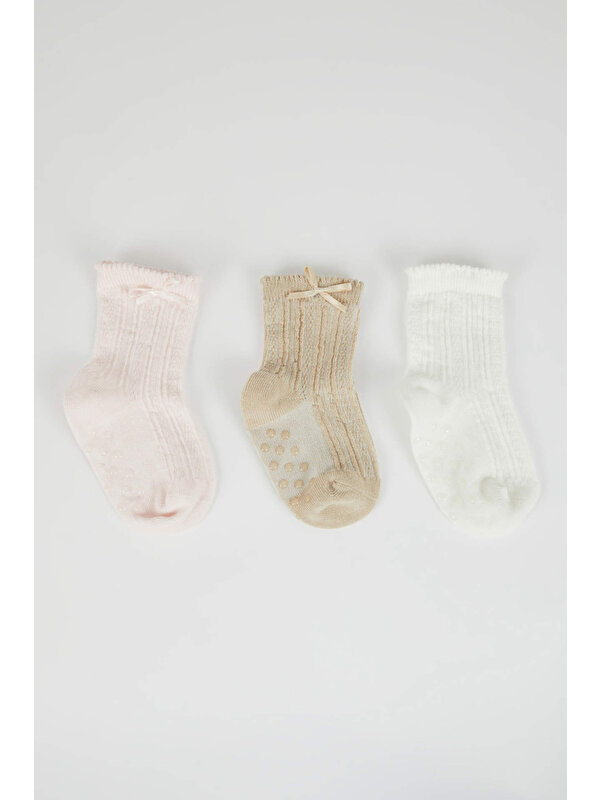 DeFacto Kız Bebek 3'lü Pamuklu Uzun Çorap A1424A5NS