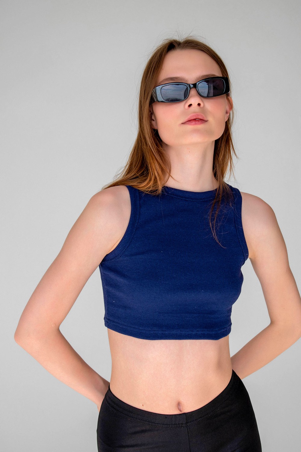 la & vetta Çimen Yeşili Fitilli Süper Crop Halter Yaka Örme Atlet görsel 8