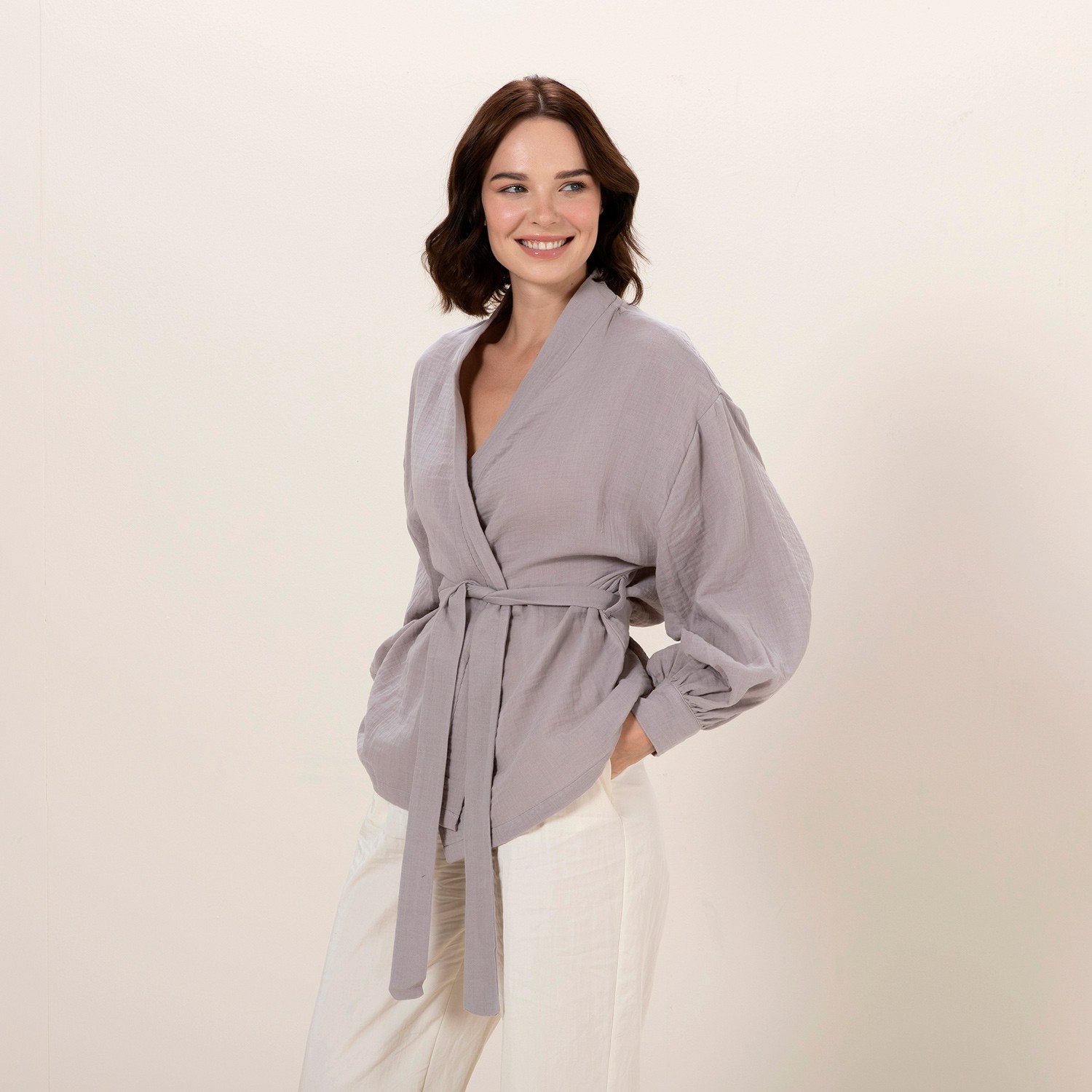 Chakra Mamie Kimono Sıcak Gri görsel 2