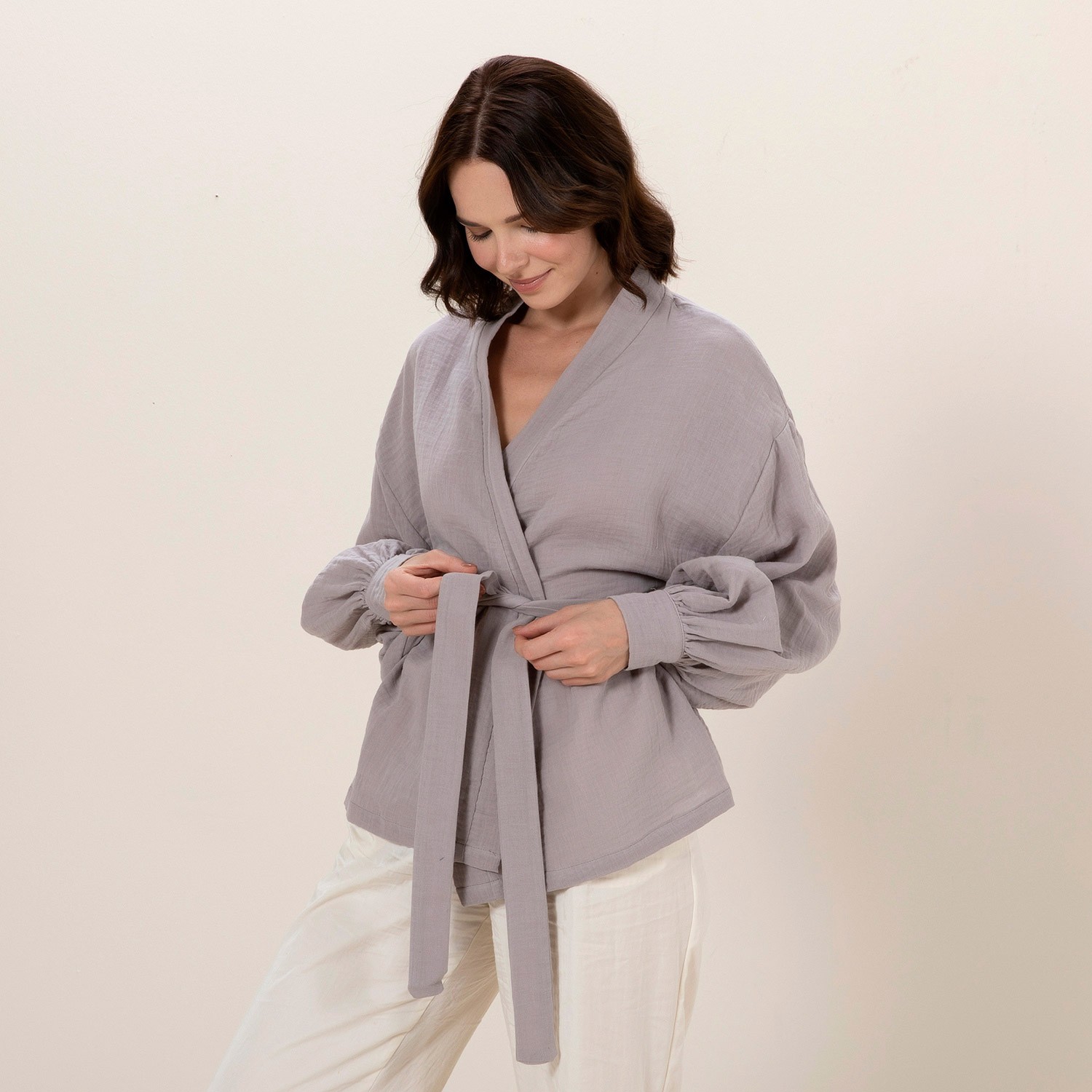 Chakra Mamie Kimono Sıcak Gri görsel 3
