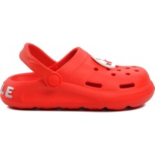 Aspor Brn 1648-F Kırmızı Desenli Çocuk Sabo Terlik