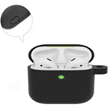 Wozlo Apple Airpods Pro 1. Nesil Kılıf Mat Esnek Silikon Koruyucu Kılıf 360 Tam Koruma - Siyah