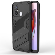 Microcase Xiaomi Redmi 12C / Redmi 11A / Poco C55 Matrix Serisi Armor Standlı Perfect Koruma Kılıf - Siyah AL3416