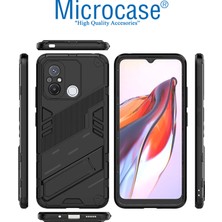 Microcase Xiaomi Redmi 12C / Redmi 11A / Poco C55 Matrix Serisi Armor Standlı Perfect Koruma Kılıf - Siyah AL3416