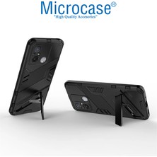 Microcase Xiaomi Redmi 12C / Redmi 11A / Poco C55 Matrix Serisi Armor Standlı Perfect Koruma Kılıf - Siyah AL3416