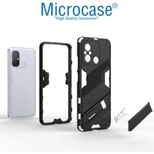 Microcase Xiaomi Redmi 12C / Redmi 11A / Poco C55 Matrix Serisi Armor Standlı Perfect Koruma Kılıf - Siyah AL3416