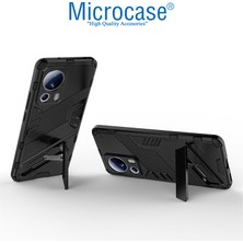 Microcase Xiaomi 13 Lite / Civi 2 Matrix Serisi Armor Standlı Perfect Koruma Kılıf - Siyah AL3416