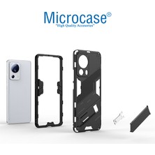 Microcase Xiaomi 13 Lite / Civi 2 Matrix Serisi Armor Standlı Perfect Koruma Kılıf - Siyah AL3416