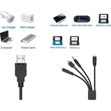Gd 34 Nintendo 3ds,dsi,ds,ds Lite ve Psp Uyumlu 4in1 USB Şarj Kablosu Siyah