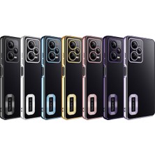 Fibaks Xiaomi Poco X5 5g Kılıf Logo Gösteren Parlak Kenarlı Kamera Lens Korumalı Şeffaf Omega Silikon Kapak