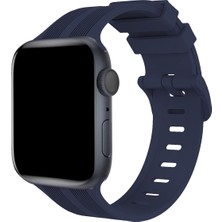 Newface Apple Watch 41MM KR408 Çizgili Silikon Kordon - Lacivert