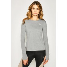 Nike Dri-Fit Miller Top Standart Kesim Gri Kadın Uzun Kollu Tişört Antreman Üstü
