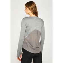Nike Dri-Fit Miller Top Standart Kesim Gri Kadın Uzun Kollu Tişört Antreman Üstü