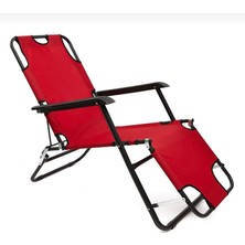 Ceyoutdoor Katlanır Şezlong Plaj Şezlongu Portatif Kamp Sandalyesi ve Bahçe Şezlongu - Kırmızı