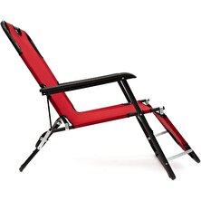 Ceyoutdoor Katlanır Şezlong Plaj Şezlongu Portatif Kamp Sandalyesi ve Bahçe Şezlongu - Kırmızı