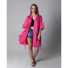 Salve Kadın Pembe Kuşaklı Saten Kimono KİM01