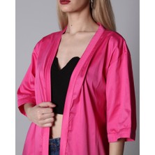 Salve Kadın Pembe Kuşaklı Saten Kimono KİM01