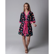 Salve Kadın Multicolor Kuşaklı Saten Kimono KİM02