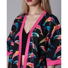 Salve Kadın Multicolor Kuşaklı Saten Kimono KİM02