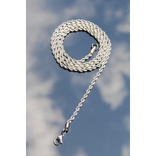 Rua Jewelry Burgu Halat Model Zincir Paslanmaz Çelik Kolye Gümüş Renk - 3mm