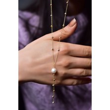 Papatya Silver 925 Ayar Gümüş Üç Renk Kayan Dorika Toplu Incili Kolye