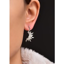 Papatya Silver 925 Ayar Gümüş Antik Yunan Mitolojisi Güneş ve Ay Çivili Küpe