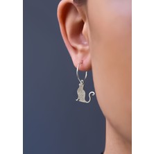 Papatya Silver 925 Ayar Gümüş Antik ve Etnik Desenli, Vintage Kedi Halka Küpe