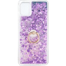 Heptek İletişim Samsung Galaxy A81 (Note 10 Lite) Kılıf Sıvılı Akışkanlı Renkli Desenli Simli Yüzüklü Silikon Kapak (Milce)