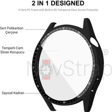 Novstrap Huawei Watch Gt3 46MM Uyumlu Ekran Koruyucu Temperli Cam ve Kasa Koruyucu Sert Pc